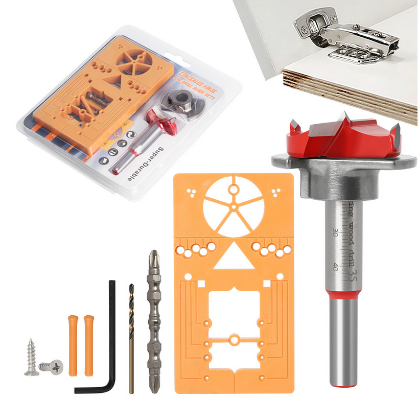 35mm Hinge Hole Drilling Guide Hing Installation Jig Door Cabinet Hinge Hole Locator Woodworking Tool