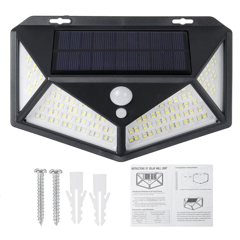 200 LED Solar Powered Light Outdoor Motion Sensor Wall Yard Spa Garden Lamp