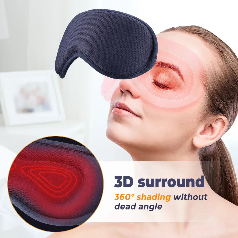 3D Eye Massage Mask with Hot Compress & Vibration - Relieve Fatigue, Dark Circles, Portable for Travel & Office