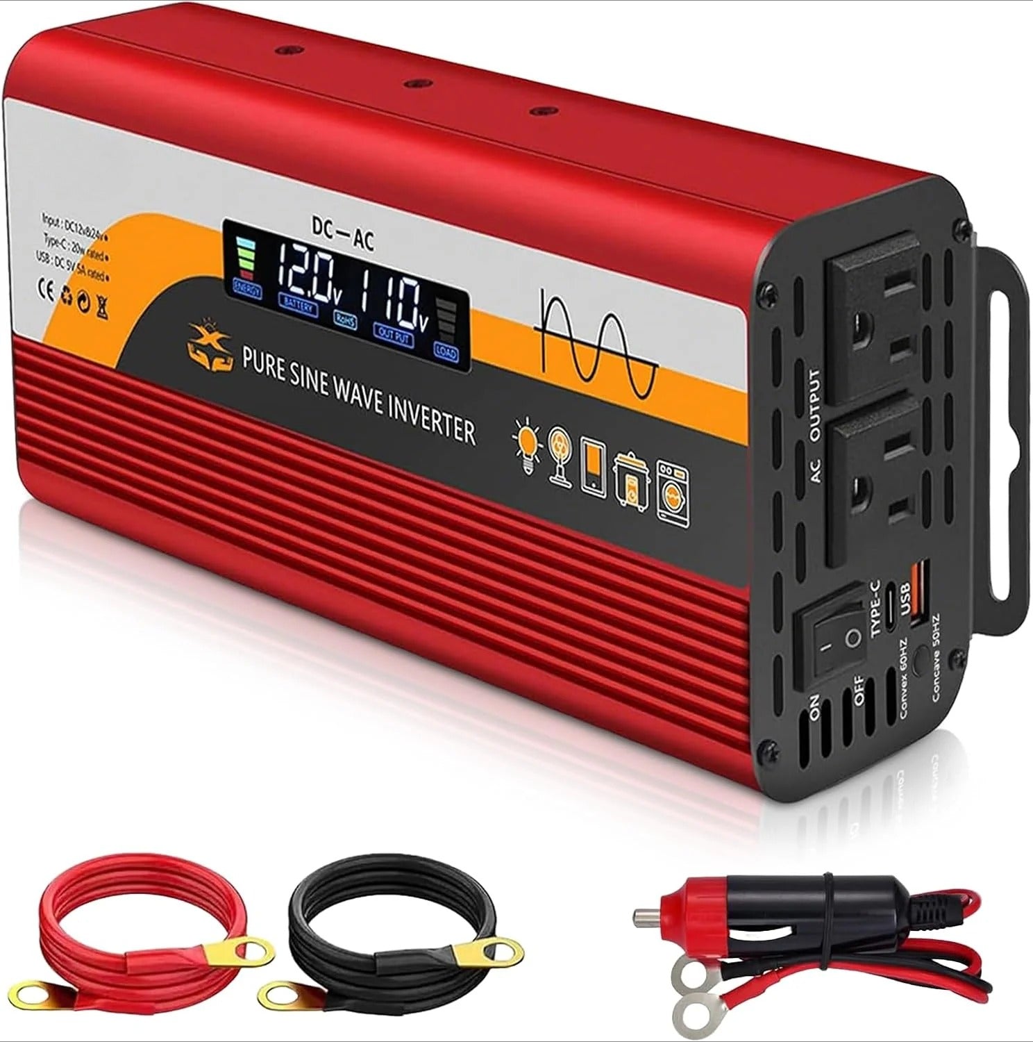 GreenZech Pro Inverter | 500W 1000W 1500W | 12V 24V Auto-Detect | Professional Pure Sine Wave Converter
