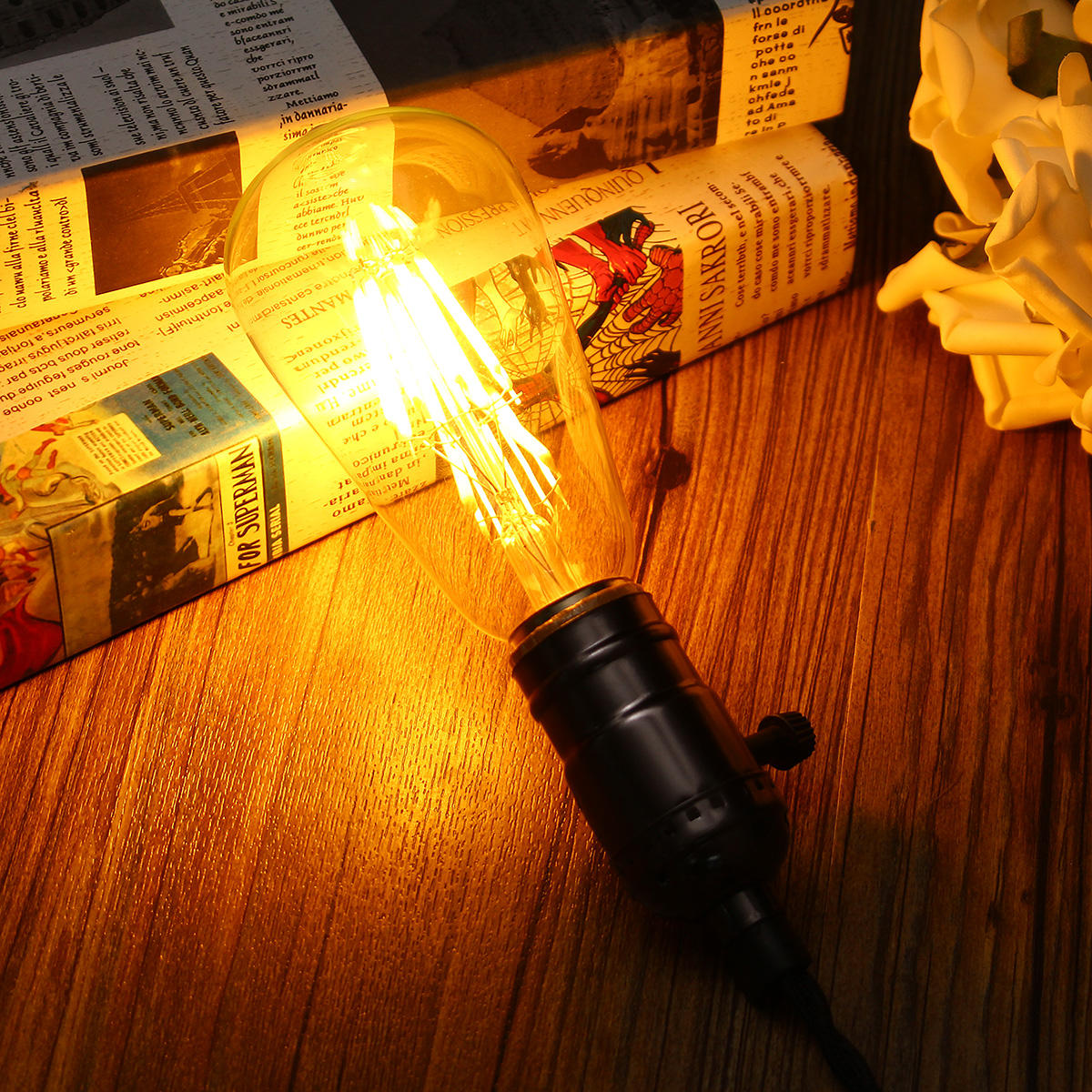 8W Clear Cover Dimmable Retro Vintage Filament LED Bulb Light Lamp AC110/220V