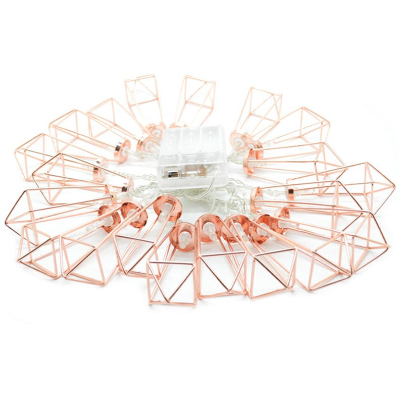 Battery Powered 1.8M/3.3M 10/20LEDs Metal Diamond Fairy String Light for Christmas Holiday Party