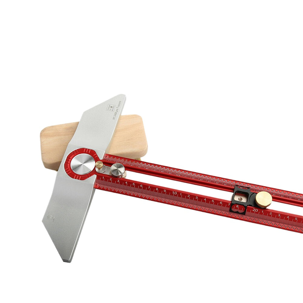 Hooked On Wood MT-2465 PRO Woodworking Scriber T Square Ruler - Aluminum Alloy, 650mm, Metric & Imperial