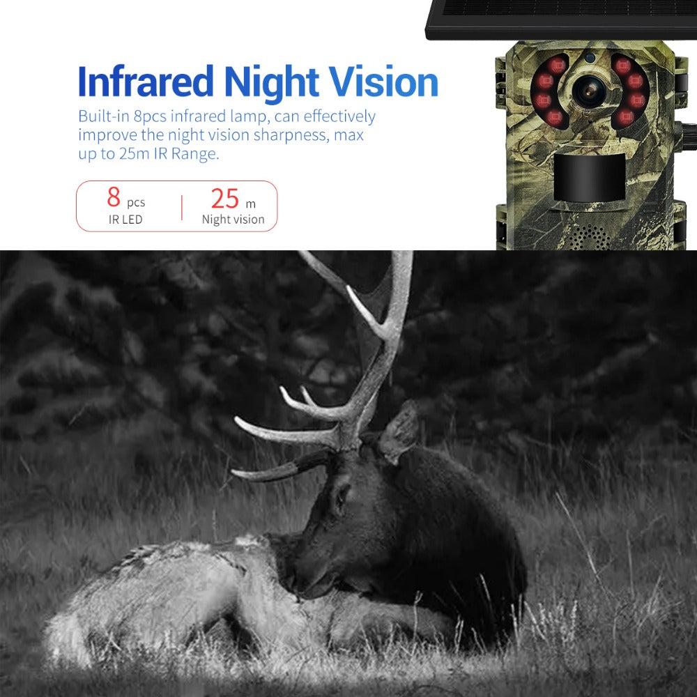 4G 1440P 16MP Hunting Camera Wireless PIR Motion Detection Night Vision Two-way Audio IP66 Solar Powered Wild Animal Monitoring Cameras EU Version