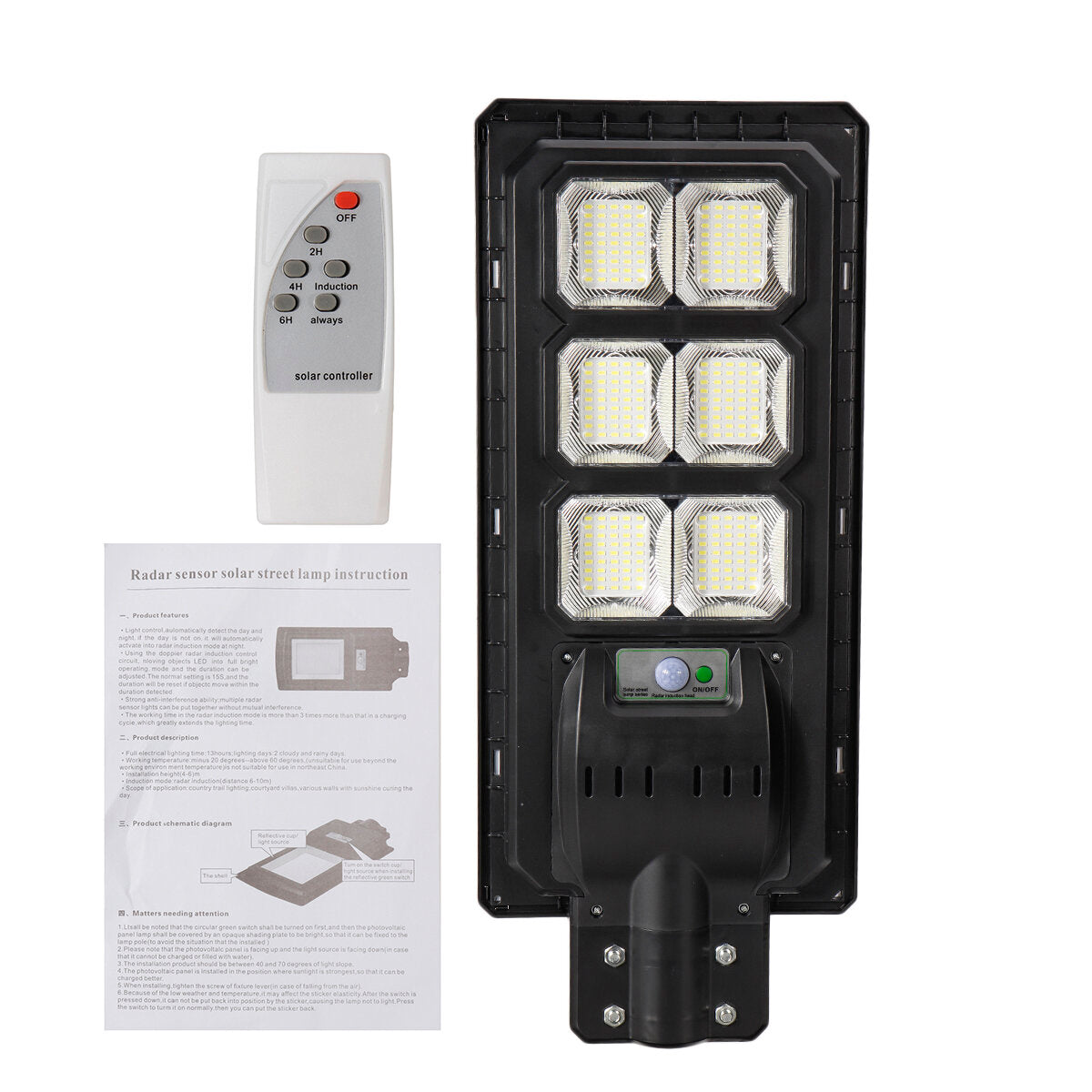 LED Solar Street Light PIR Motion Sensor Outdoor Garden Waterproof Wall Lamp Remote Control