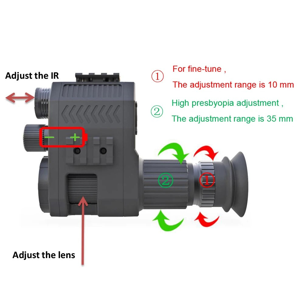 940 Plus Night Vision System with HD AMOLED Screen, DVR, and Scope Attachments for Hunting & Wildlife Observation