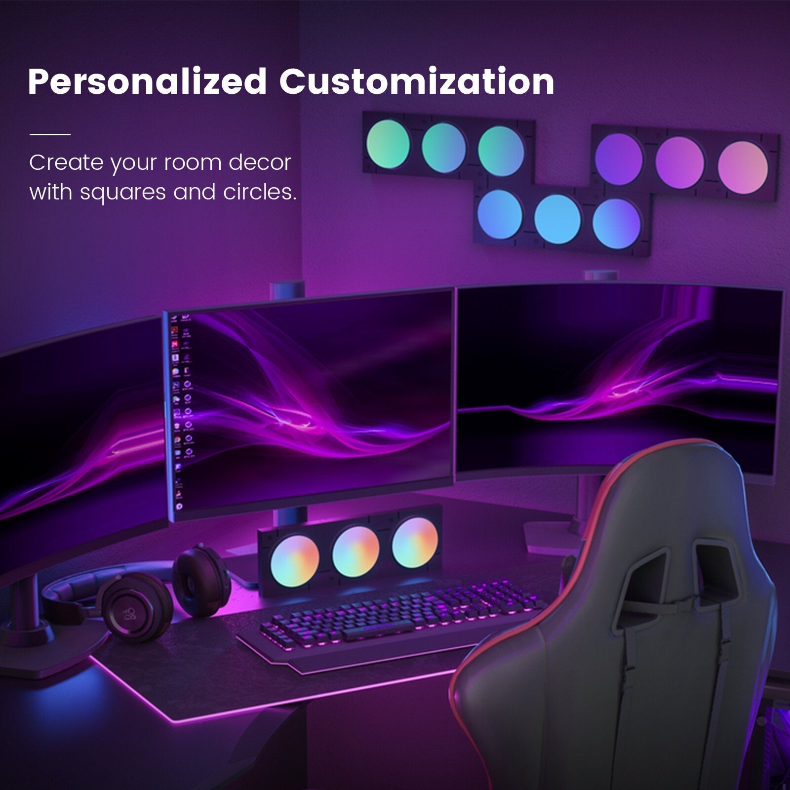 Smart LED Light Panels RGB Quantum Lights APP Control Works with Alexa Google Assistant