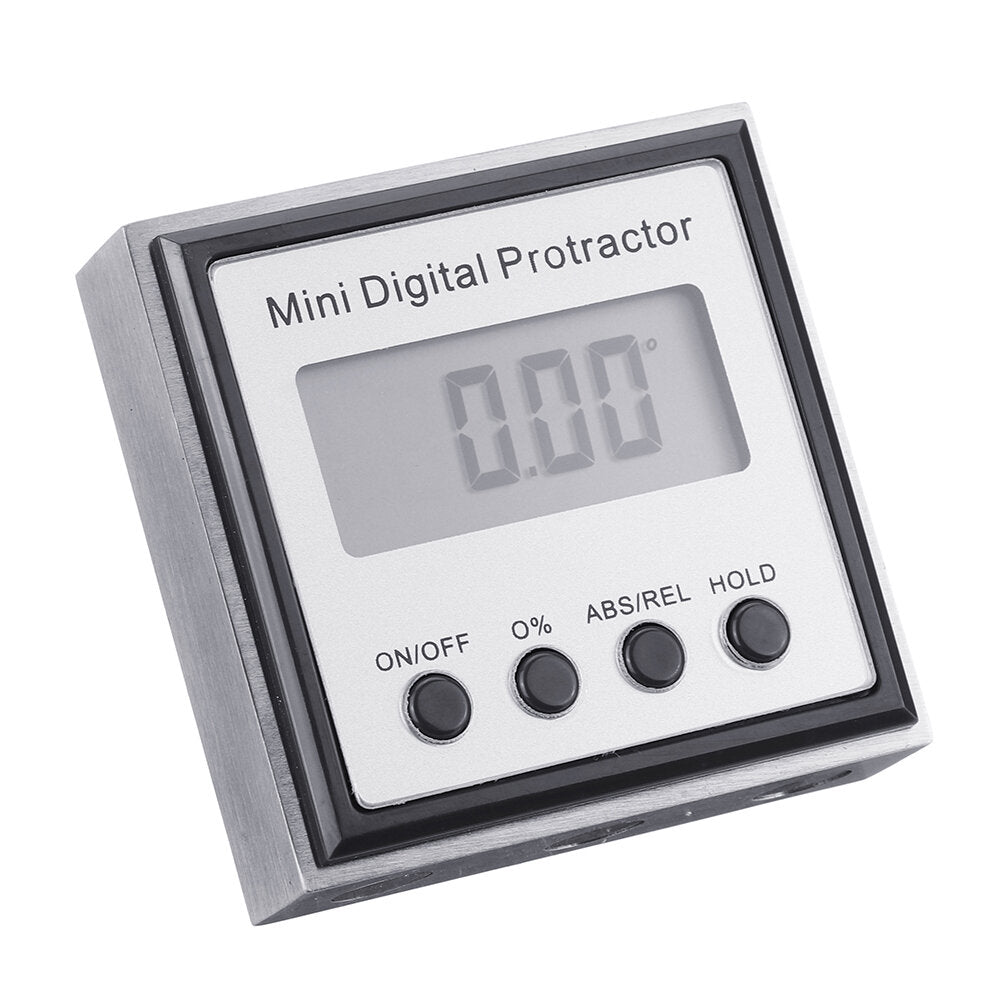 Mini Digital Protractor with Magnetic Base, 360° Measurement, Large LCD Display, Portable Tool, Stainless Steel, White