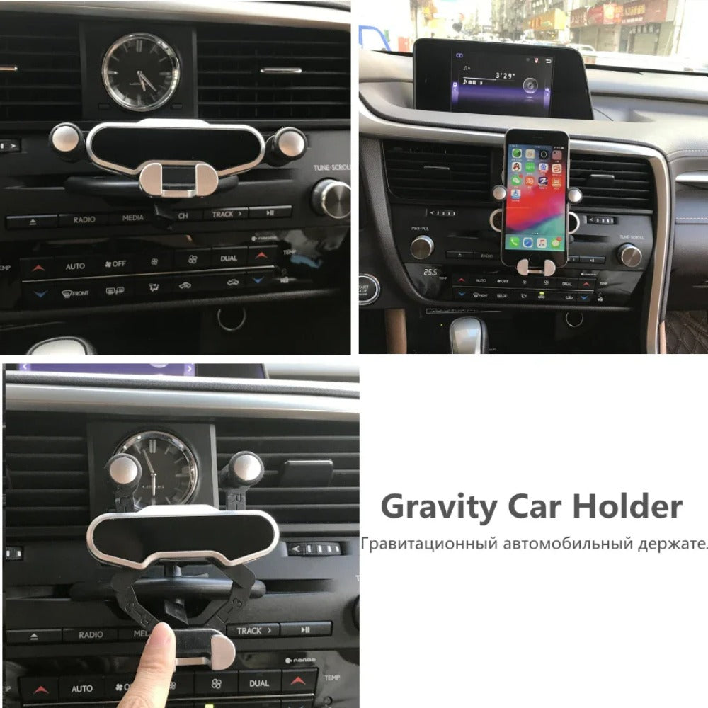 Universal CD Slot Gravity Car Holder - Premium ABS, One-Hand Operation, Super Strong, Silver, Fits All Mobile Phones
