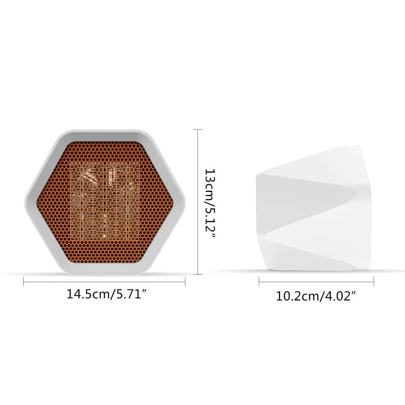 Hexagonal Mini Electric Heater with Temperature Control - Desktop Air Warmer Fan