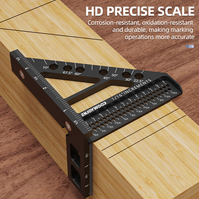 3-in-1 Angle Ruler with HD Scale, Multi-Angle Positioning, Durable Aluminum, for Accurate Marking & Drawing