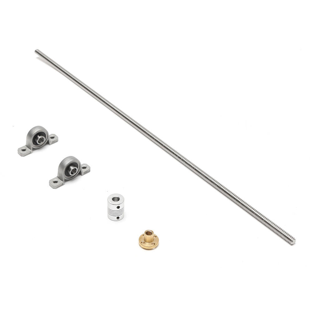 T8 500mm Lead Screw Set with Shaft Coupling and Mounted Ball Bearing
