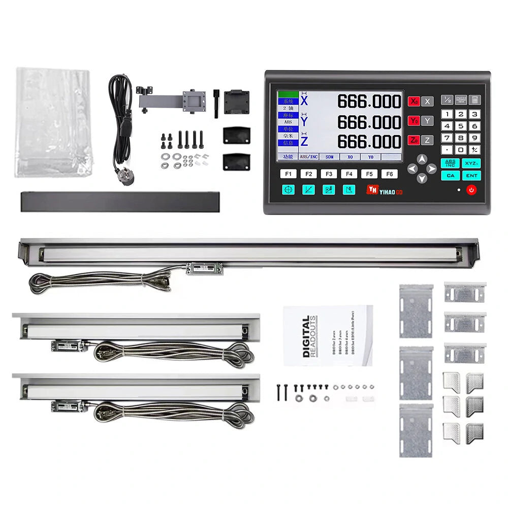 Optical Linear Scale Set High Precision 3 Axis Durable Imported Parts Suitable for Different Measurement with Optional Length Professional Digital Display+ Scale