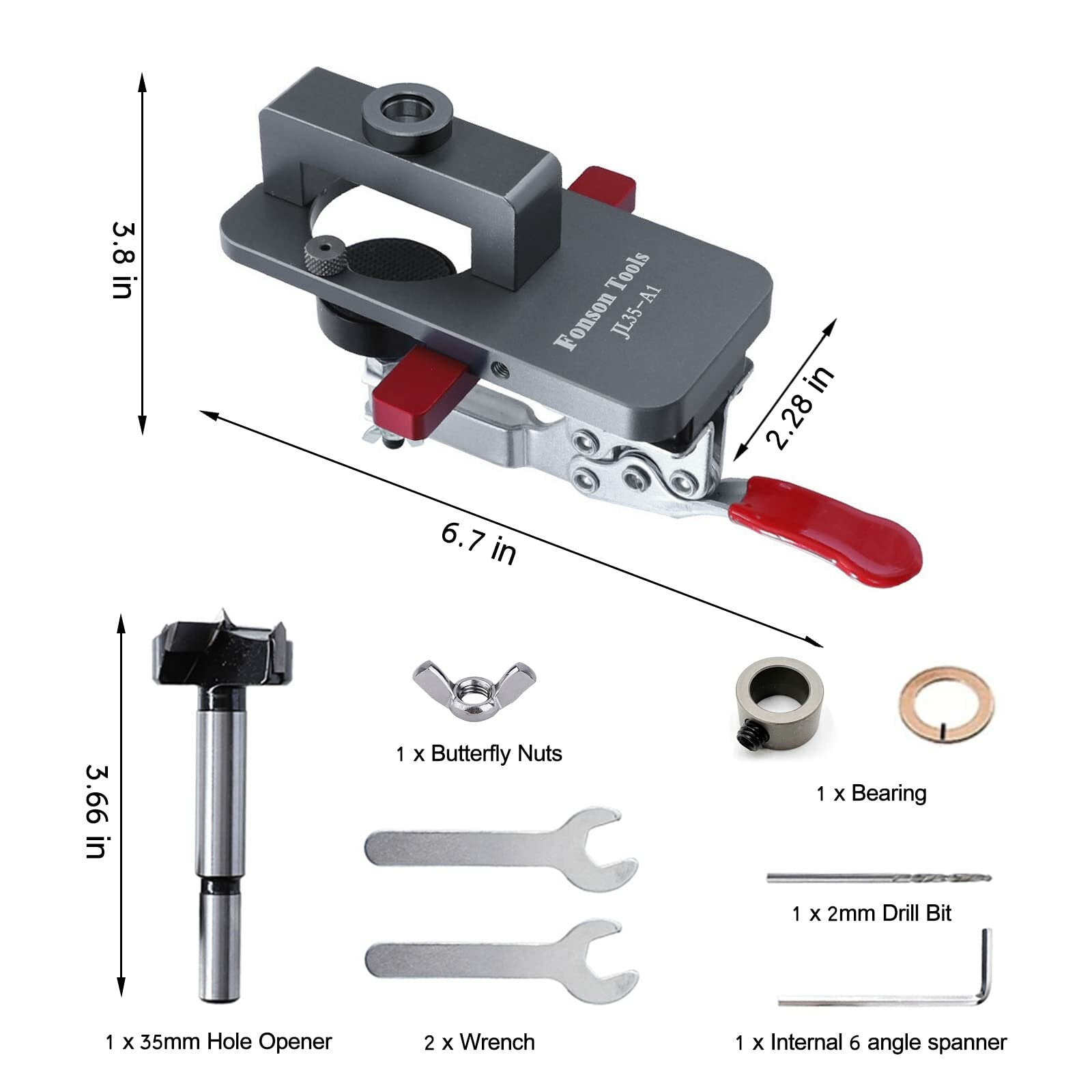 Premium Aluminum Concealed Hinge Jig - Adjustable, Precision Drilling, Multiple Offsets for Cabinet Making, Easy Setup