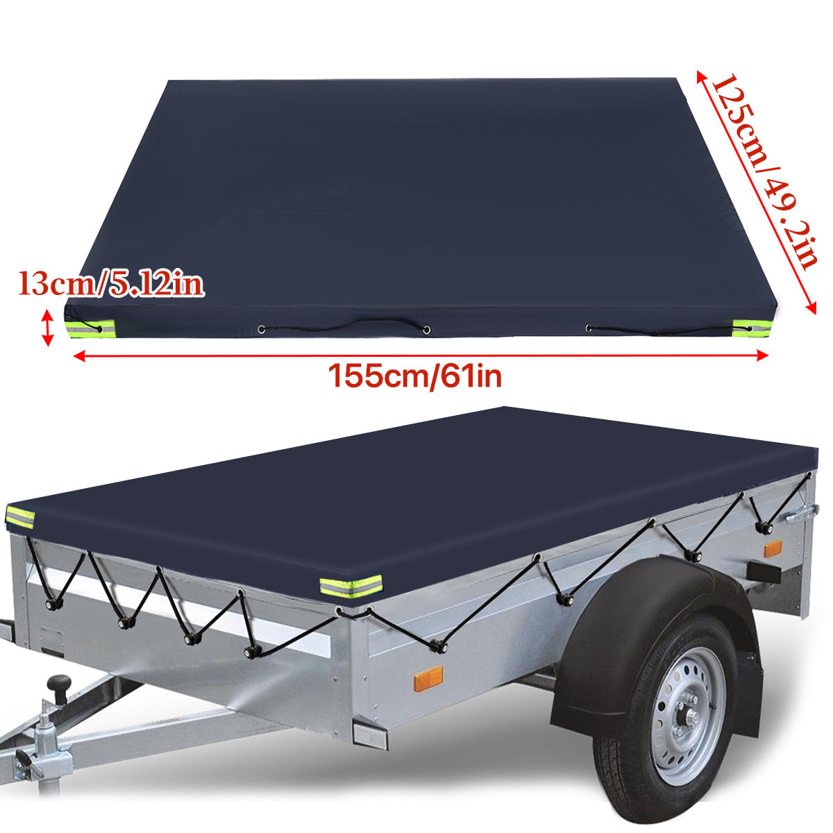 Trailer Cover 600D Waterproof Windproof Dust Protector With Rubber Belt 155x125x13cm