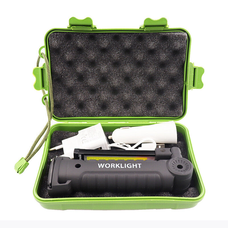 COB LED Multi Function Folding Work Light Set USB Rechargeable LED Flashlight USB Cable Car Charger Battery Charger