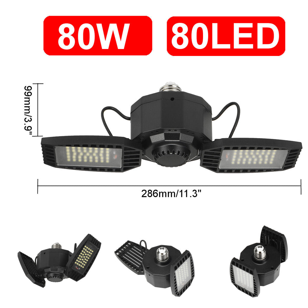 E27 E26 80/150/200/250W LED Garage Light Bulb Deformable Ceiling Fixture Lamp