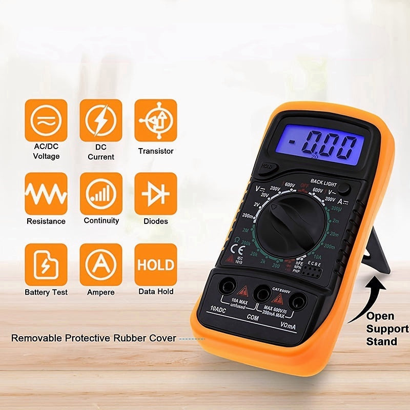 Electrician Multimeter with Digital Display Testing Current Resistance Voltage