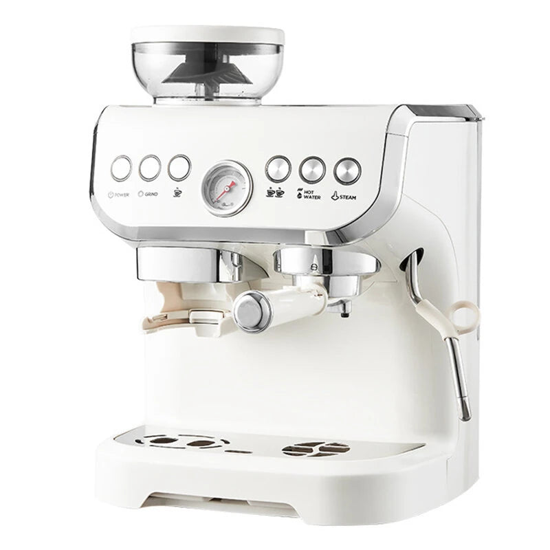 1450W 20 Bar Espresso Machine with Built-in Grinder Visual Pressure Gauge 2L Water Tank Steam Wand Pre-Infusion Cappuccino Latte Machine