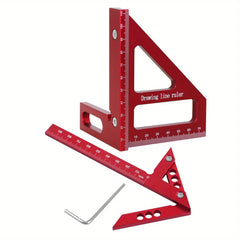 Carpenter Square Protractor & Center Scribe Gauge Set - Durable Aluminum Alloy, Precision Measuring Tools for Woodworking & DIY