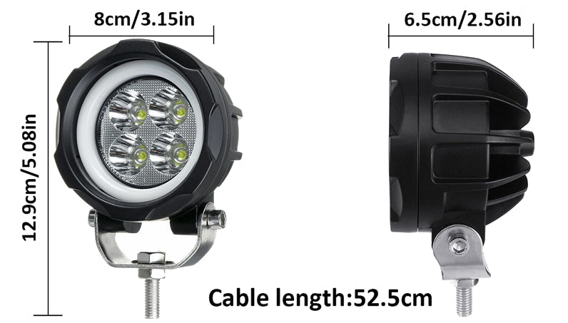 3 Inch 10V-30V 40W LED Circle Headlights Angel Ring Work Fog Light Waterproof 6000K-7000K For Off-Road Vehicle