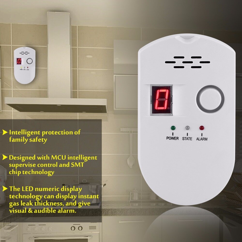 Natural Gas Sensor Home Gas Alarm Gas Leak Sensor High Sensitivity LPG LNG Coal Natural Gas Leak Detection Gas Leak Alarm Monitor Sensor