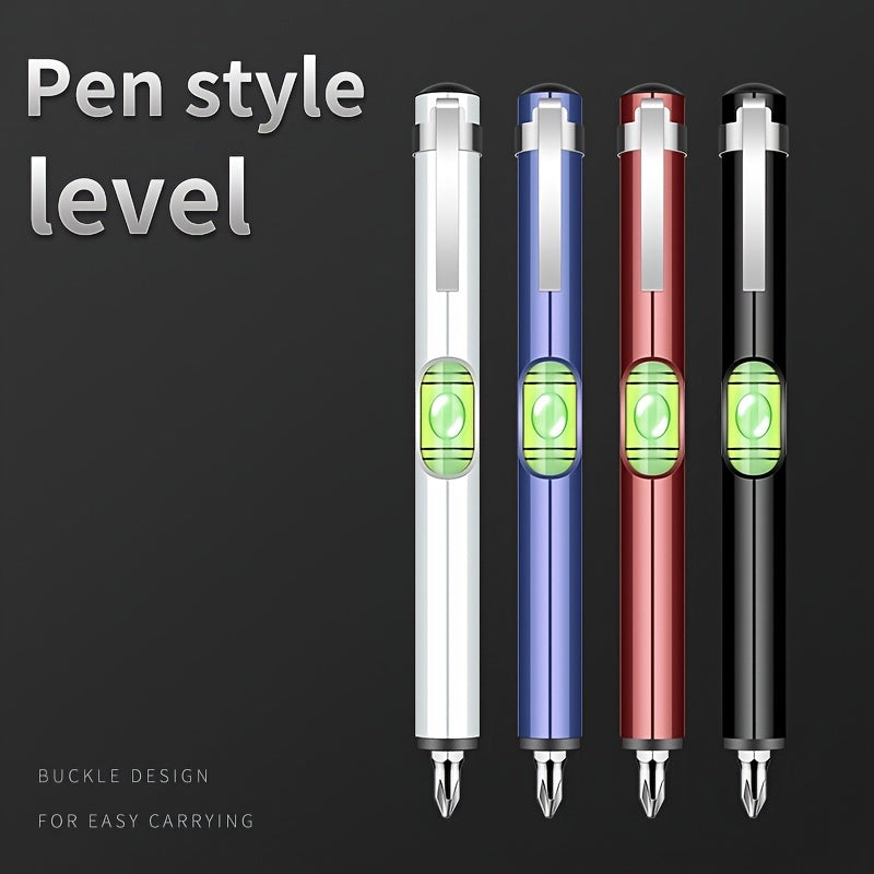 Mini Portable Pen Type Level With Hexagonal Drill Bit Screwdriver Ruler