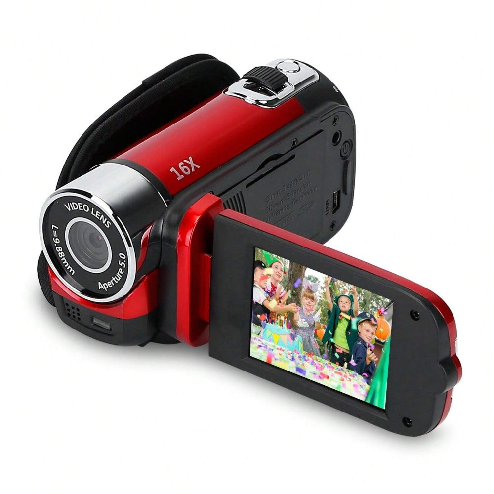 1080P Digital Video Camera with 16X Zoom, 2.7" LCD, Portable Design, Voice Recording, Supports 32GB SD Card