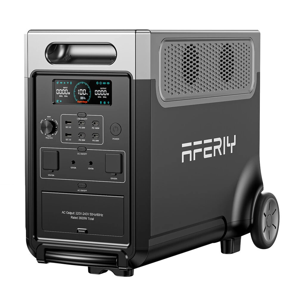 3600W 3840Wh LiFePO4 Portable Power Station, Optional 1 or 2 Expansion Batteries, App Control, UPS & Wheels for Home Backup & RV