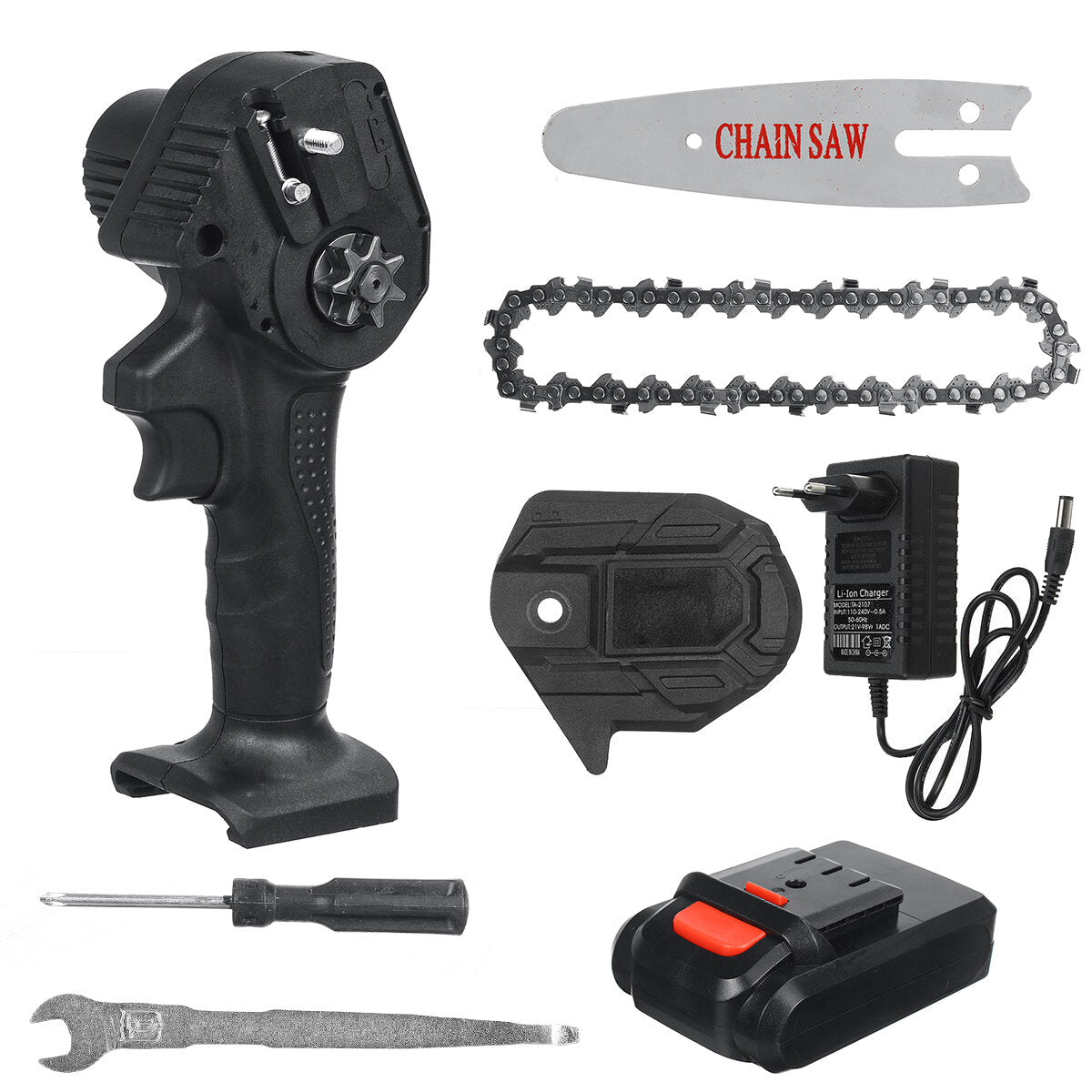 4" Mini Cordless Electric Chain Saw Wood Cutter Woodworking One-Hand Saw