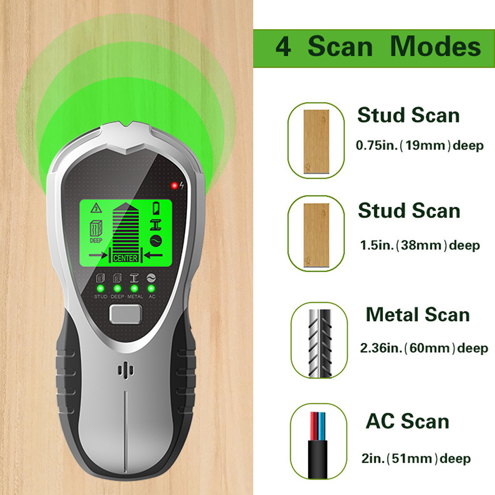 4-in-1 Multifunctional Digital Wall Detector Wood/Metal/AC Testing Tool