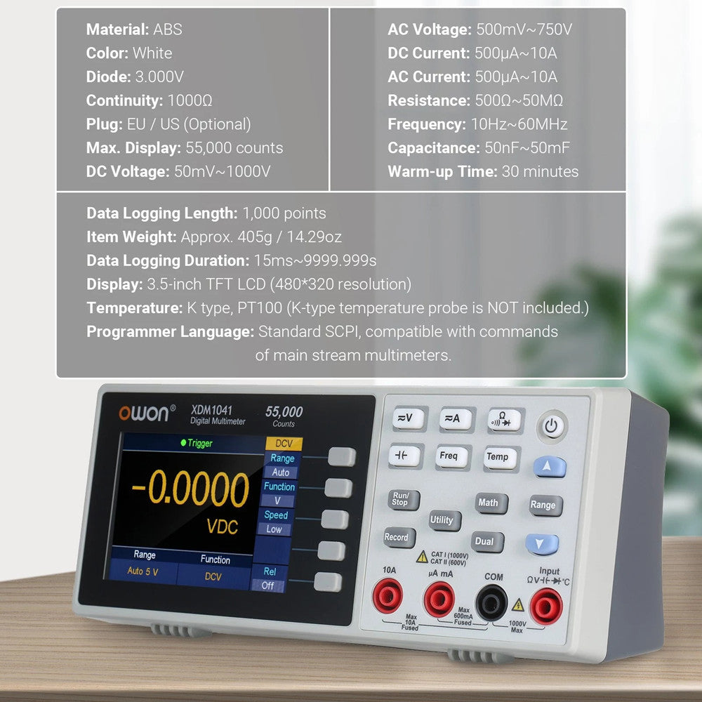 USB Digital Multimeter 55000 Counts High Accuracy Universal Desktop Multimeters Meter with 3.5-inch TFT LCD Screen