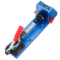 Blue Aluminum Alloy Diagonal Puncher Kit for Wood Drilling, Adjustable Pocket Jig with 9.5mm Drill Bit, 1 Set