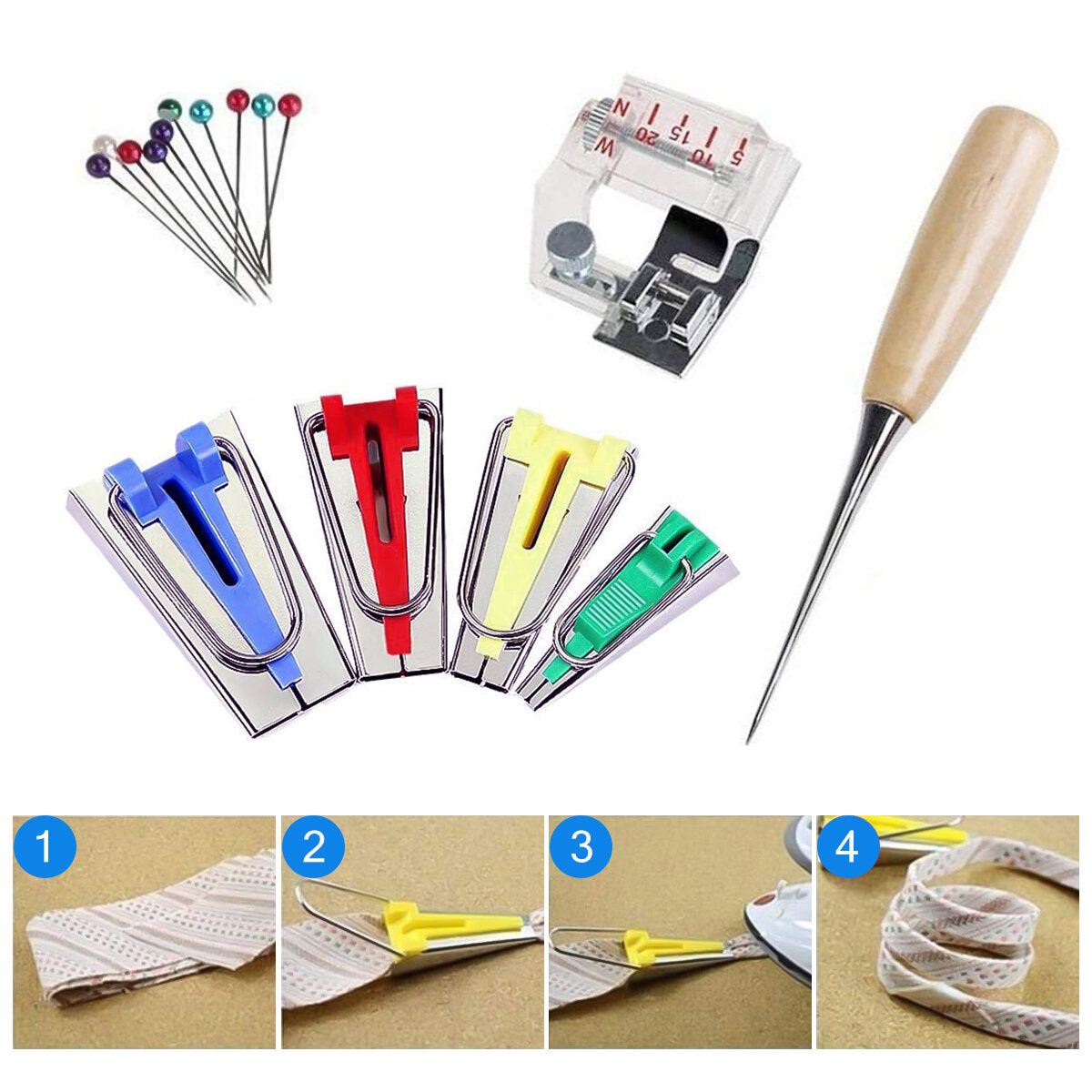 Sewing Tape Maker Kits 4 Sizes 6MM 12MM 18MM 25MM Household DIY Fabric Patchwork Sewing Accessories