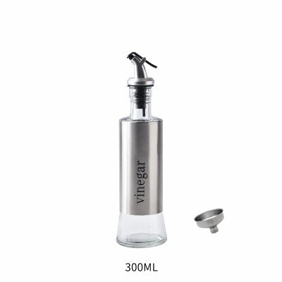 300ML Olive Oil Dispenser Bottles with Funnel Stainless Steel Oil Pourer Dispensing Bottles Oil Vinegar Sauce Bottle