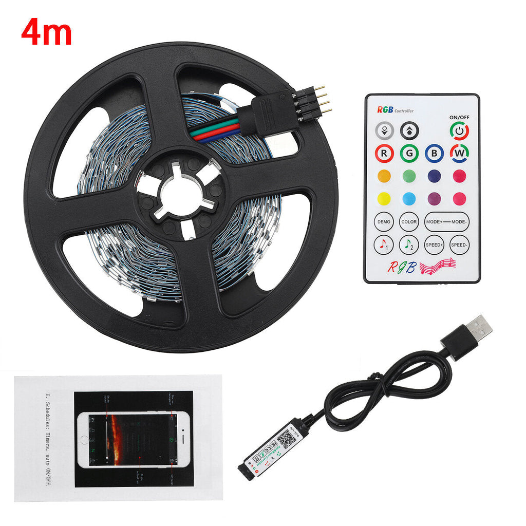 1M/2M/3M/4M/5M bluetooth APP 3528SMD RGB USB LED Strip Light Indoor String Tape Lamp + Remote Control