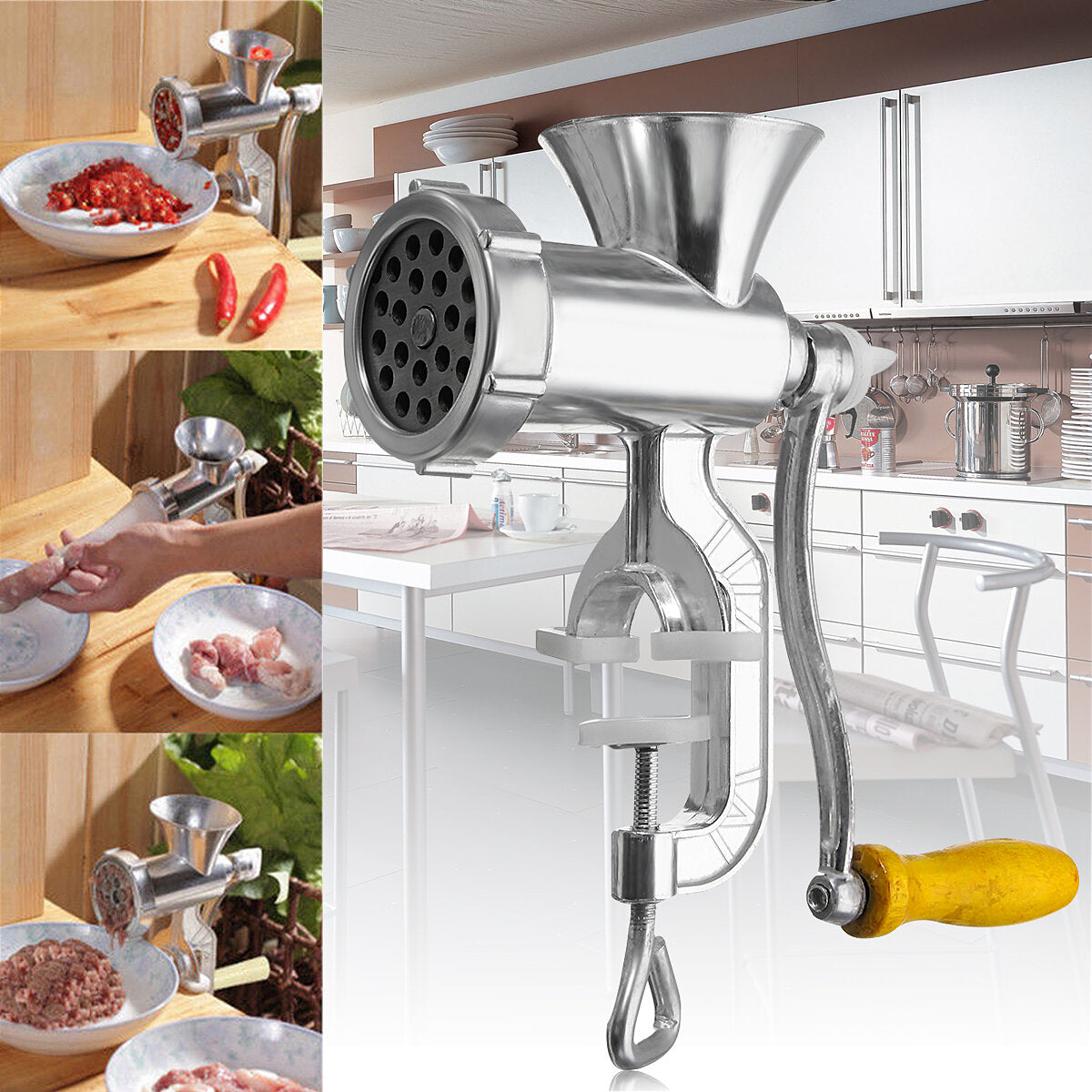 Aluminum Alloy Manual Multifunction Meat Grinder Mincer Enema Table Kitchen Home