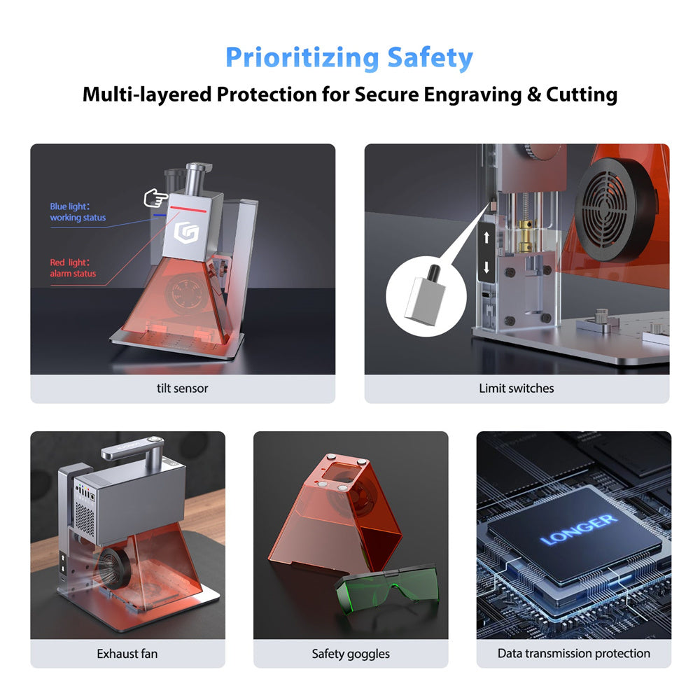 6W Portable Laser Engraver Ultra-Fast 5000mm/s Speed High Precision 0.05mm User-Friendly App Control Wood Metal Engraving