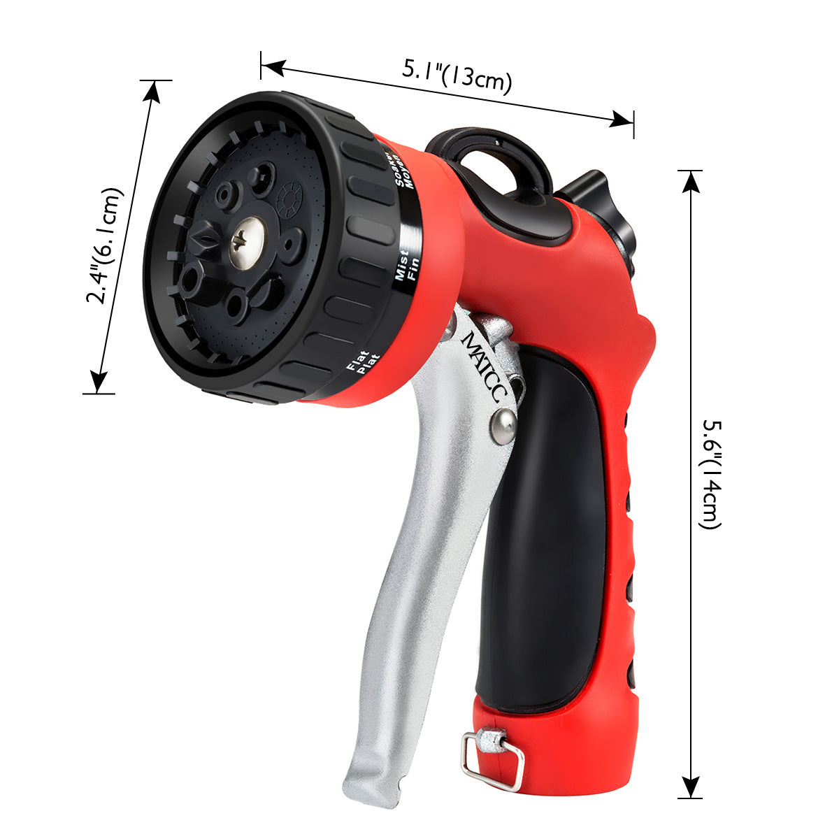 8 Patterns Hose Nozzle Heavy Duty Spray Nozzle High Pressure Laboring-Saving and Easy Storage