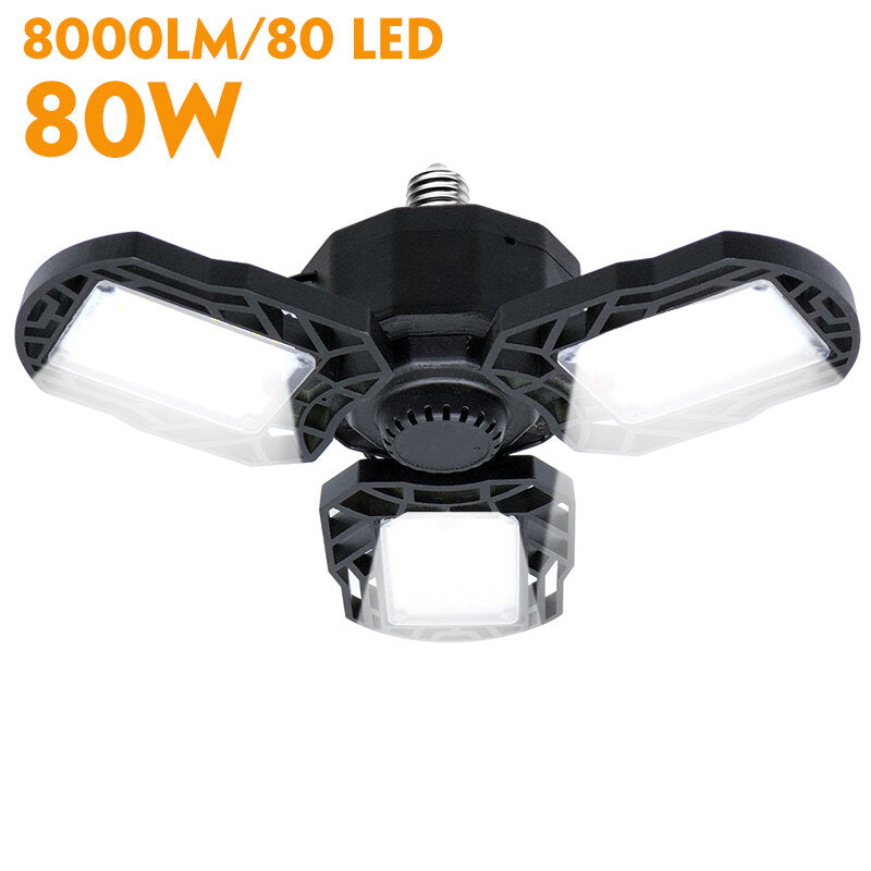 60/80/100/120/150W LED Garage Ceiling Lights 6000LM Garage Lighting Deformable