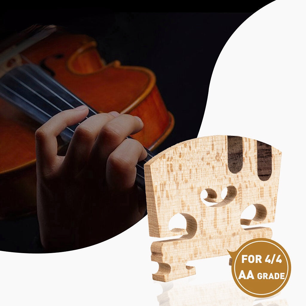 1PC Master AA Grade Snow Flake Texture Maple Violin Bridge 4/4 Violin Bridge Replacement With E A Ebony Inlay