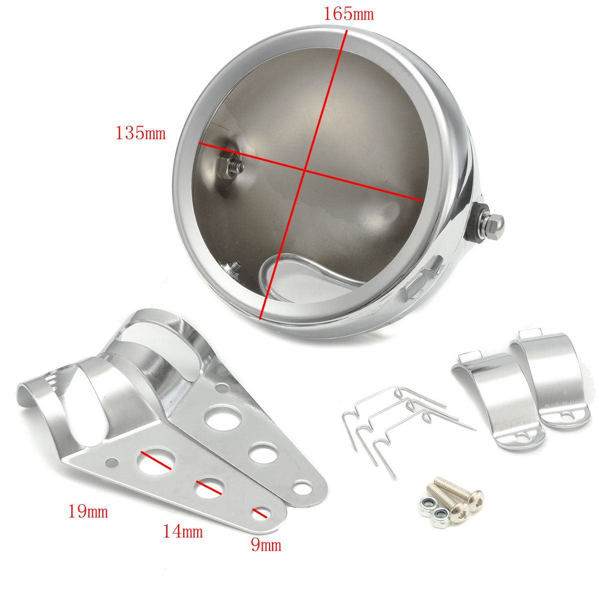 5.75 inches Motorcycle Round Headlight Lamp Bucket Housing Shell+Clamp For Harley