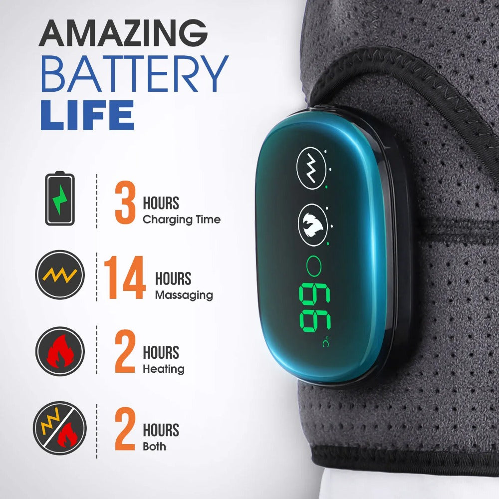 Heated Shoulder Steamer Brace - 3-in-1 Massage & Heat Therapy, Adjustable Straps, 5000mAh Battery, Grey/Black