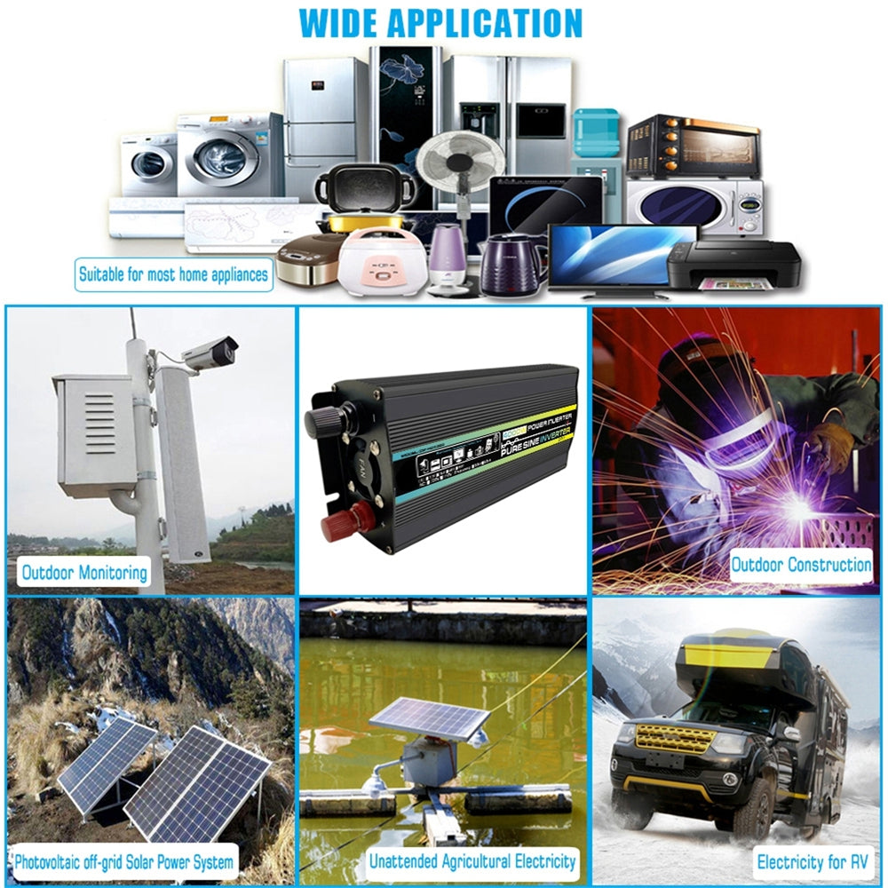 Pure Sine Wave Inverter 12V/24V/48V/60V To AC 110V 220V 8000/6000/4000/3000W Voltage Transformer Power Converter Solar Inverter
