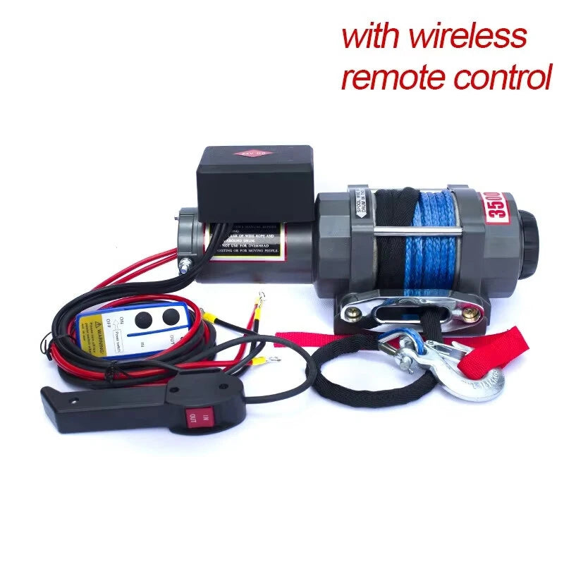 4500lbs 12V Electric Winch Pulling Capacity for Dyneema Rope Wireless Remote Control Rotatable Clutch High Torque Permanent Magnet Motor Heavy Duty Winch for ATV UTV Small Trailers