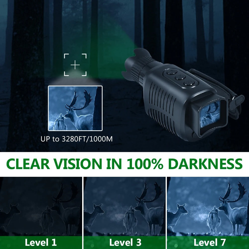 1080P HD Night Vision Monocular, 5X Zoom, 300m Infrared Camera, IPX4 Waterproof, Outdoor Hunting Telescope