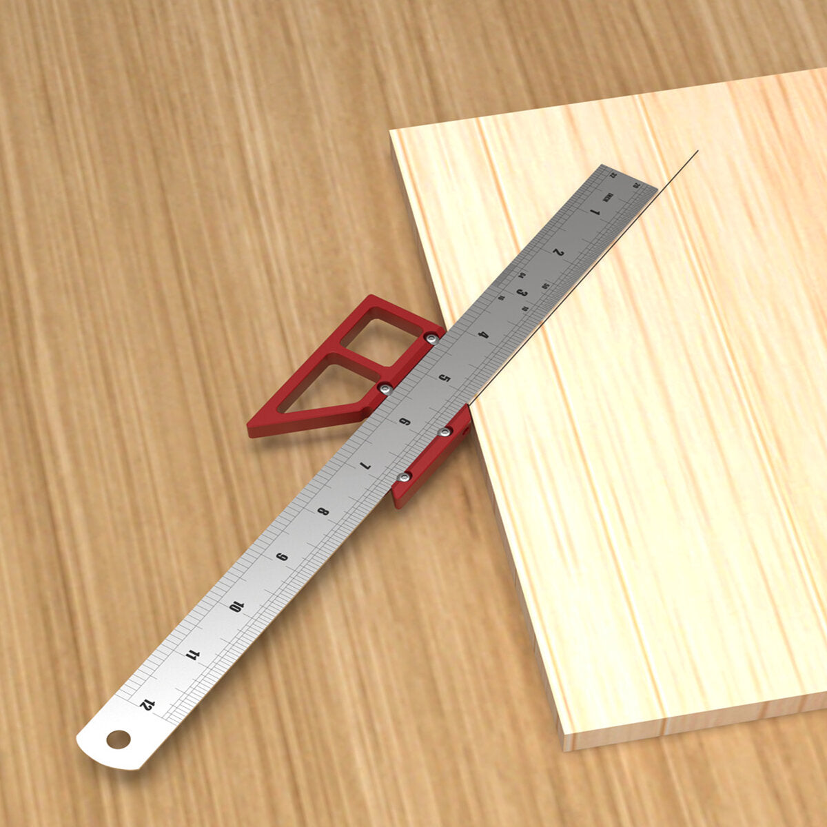 45/90° Scribing Ruler - Durable Aluminum Tool for Precision Line & Circle Drawing, Vertical Measurements, Compact Design