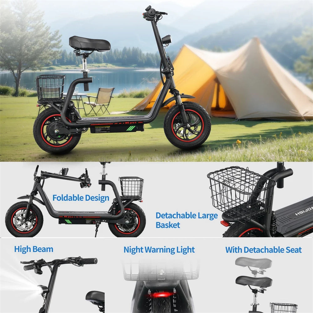 Electric Scooter 48V 13Ah Battery 500W Motor Recommended Top Speed 25KM/H 12inch Pneumatic Tires 30KM Max Mileage 120KG Max Load Folding E-Scooter