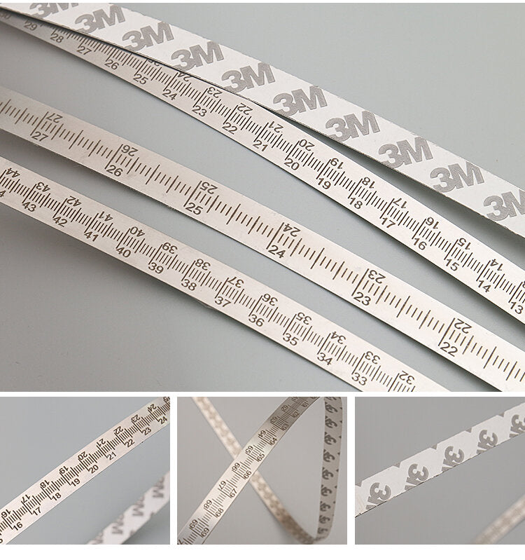 Stainless Steel Laser-Etched Ruler with Adhesive Backing, Dual Measurement, Sleek Silver Finish - Choose Length 0.6m to 2.5m