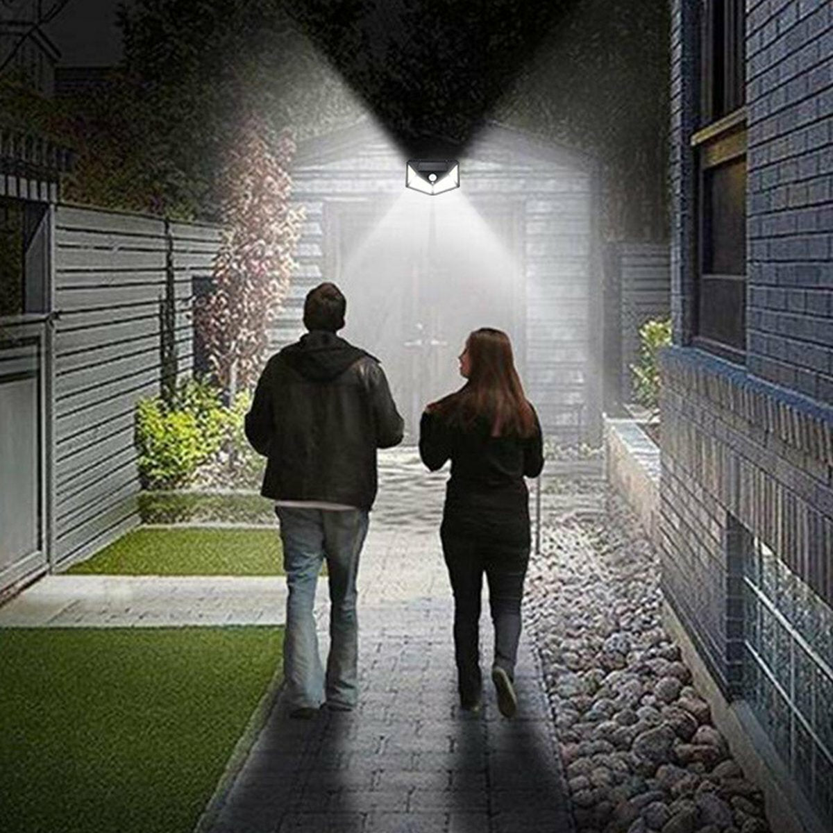 76/120 COB LED Solar Powered PIR Motion Sensor Wall Light Four Sides Outdoor Garden Lamp